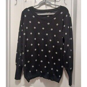 Ashley Stewart Women's Polka Dot Crew Neck Black Sweater Size 18-20